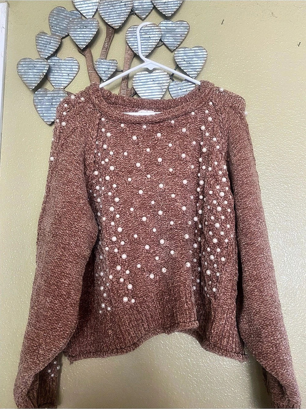 POL Pearl Embellished Sweater Large Like New
